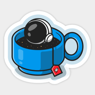 Cute Astronaut Tea Cartoon Sticker